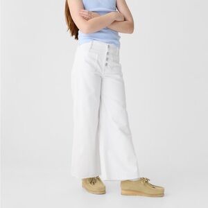 Gap girls white high stride wide-leg ankle jeans